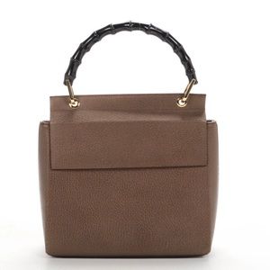 Gucci Vintage Bamboo Top Handle Metallic Leather